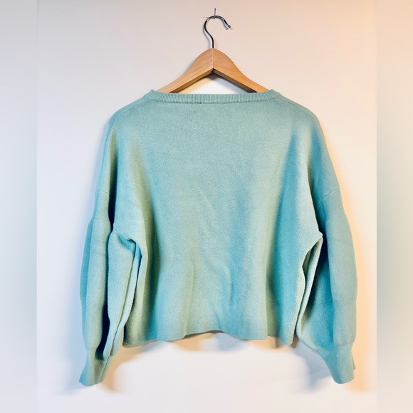 OAT New York Mint Green Bubble Sleeve Cropped Sweater Medium - Picture 6 of 6